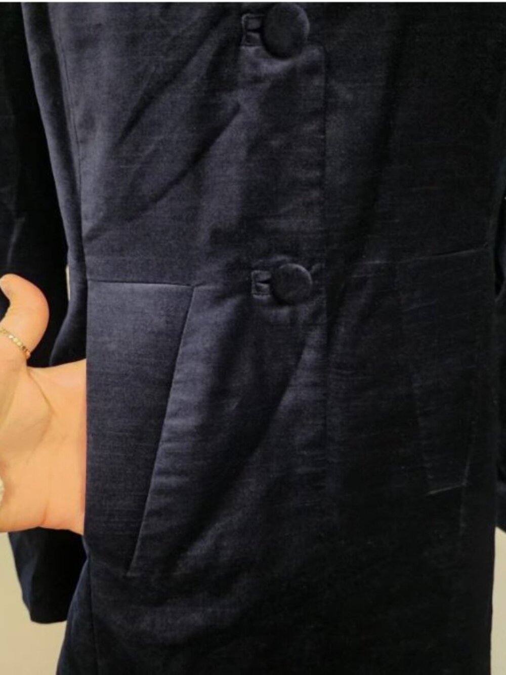 Cabi Entrance Midnight Velvet Blazer Jacket M Navy Statement Maximalist 3489 - Picture 6 of 12